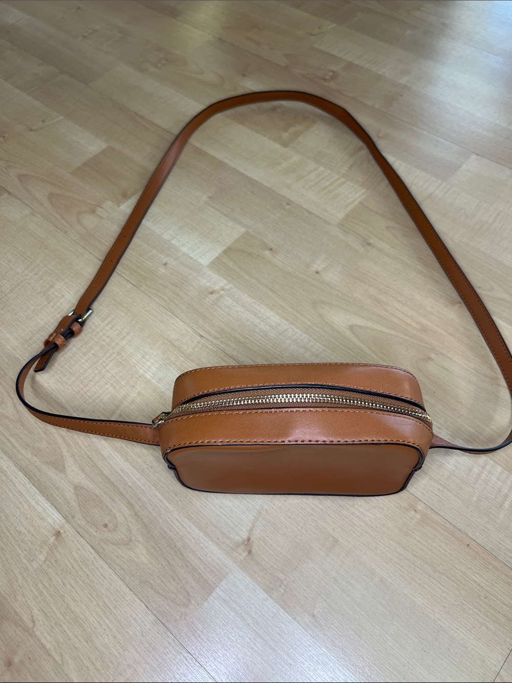 Tan Leather Crossbody Belt Bag